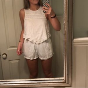 open back white ruffled ROMPER